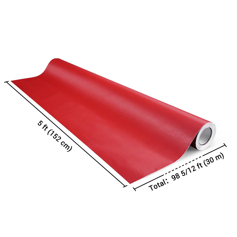 Yescom Carbon Vinyl Wrap Roll 5' x 98' Auto Car 3D Sticker Red