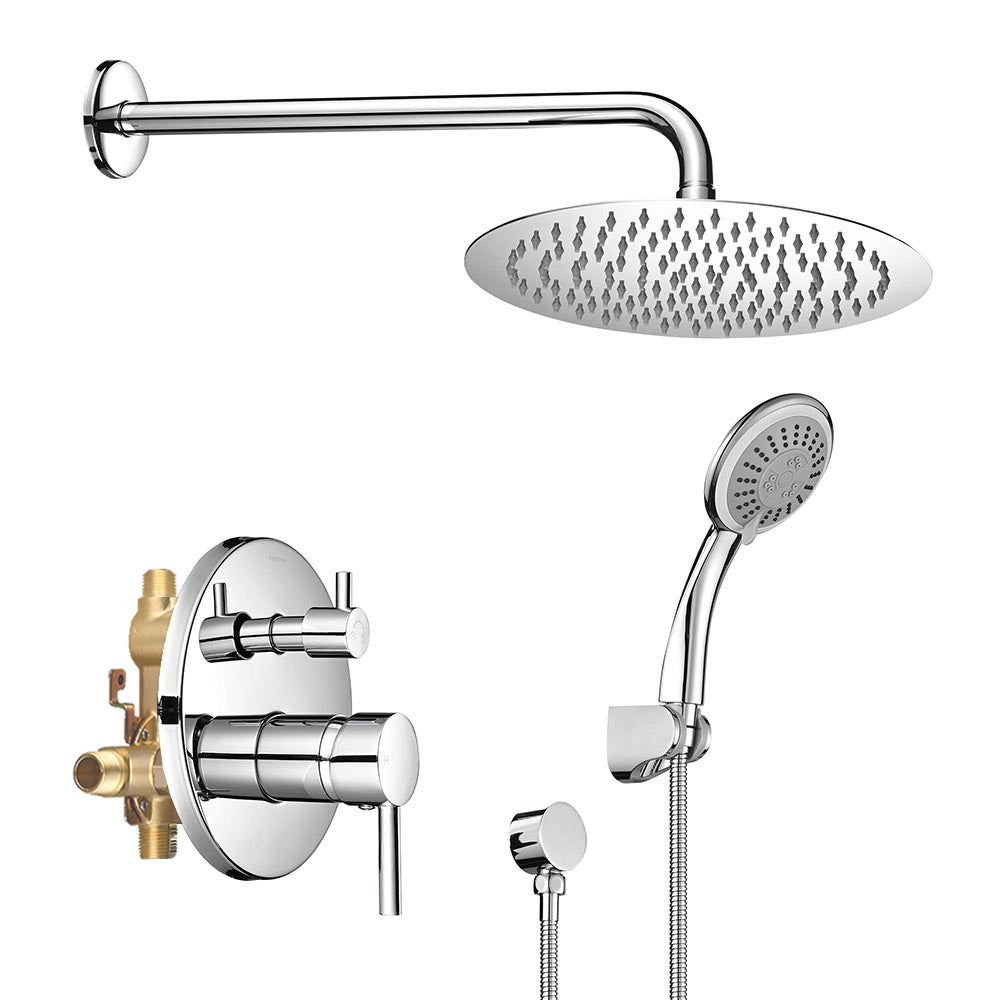 Aquaterior Shower Faucet Set with Handheld 10 Round Shower Head