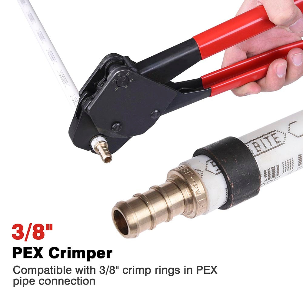 Yescom Pex Crimp Tool Ring Crimper w/ Gauge 3/8 Red