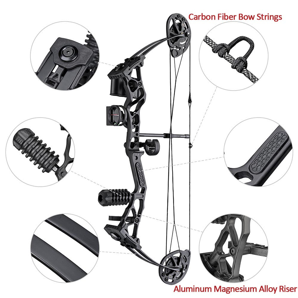 Yescom Youth Compound Bow Kit 16-28lbs with 6 Carbon Arrows