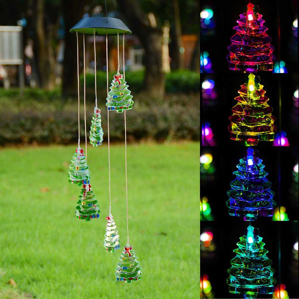 Yescom Solar LED Wind Chime Color Changing Decor Light Christmas Tree