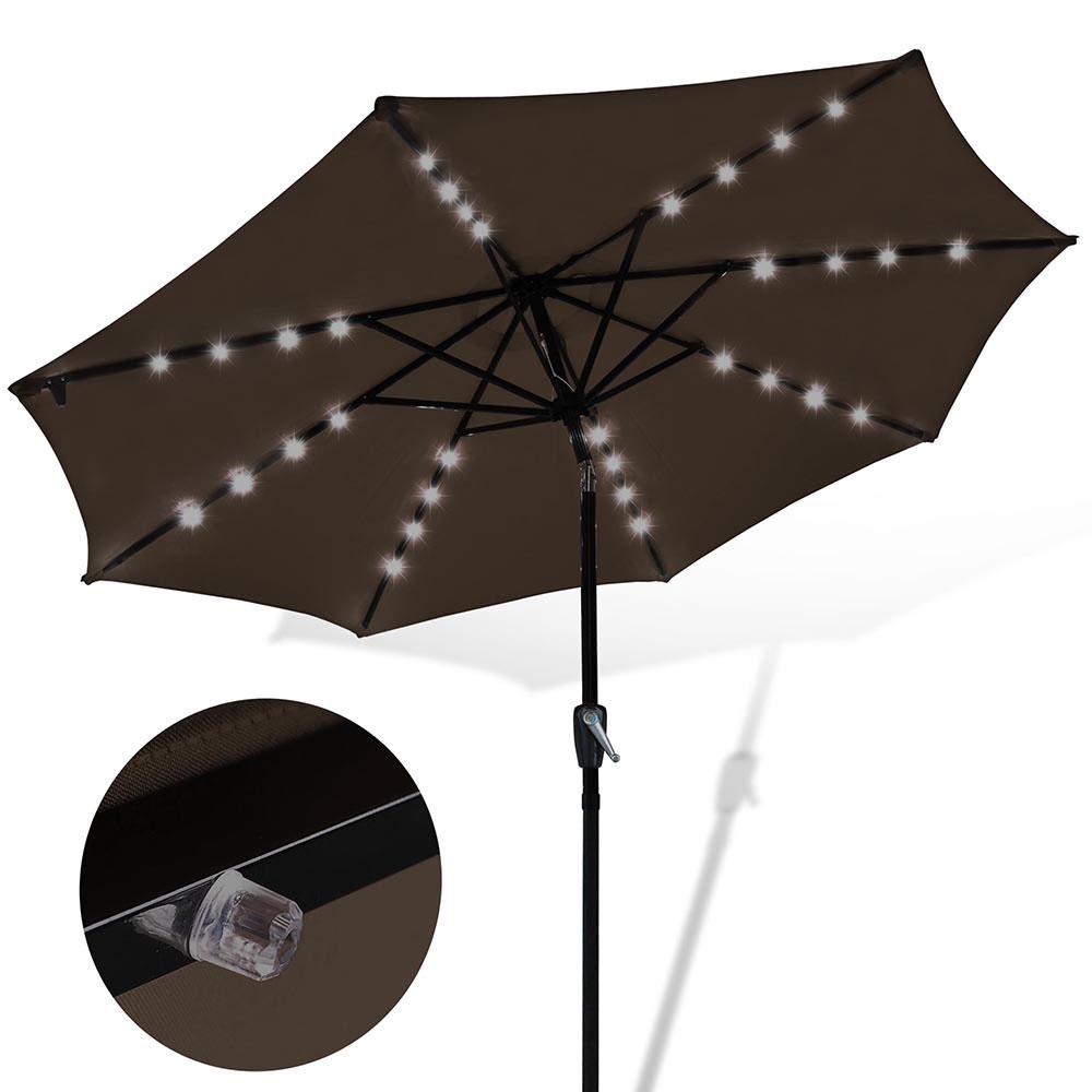 Yescom 9ft Solar LED Outdoor Market Tilt Patio Umbrella