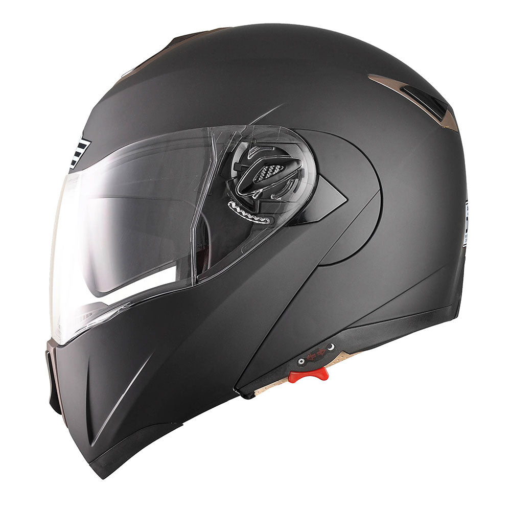 AHR DOT Flip Up Motorcycle Helmet Full Face Dual Visors Matte Black