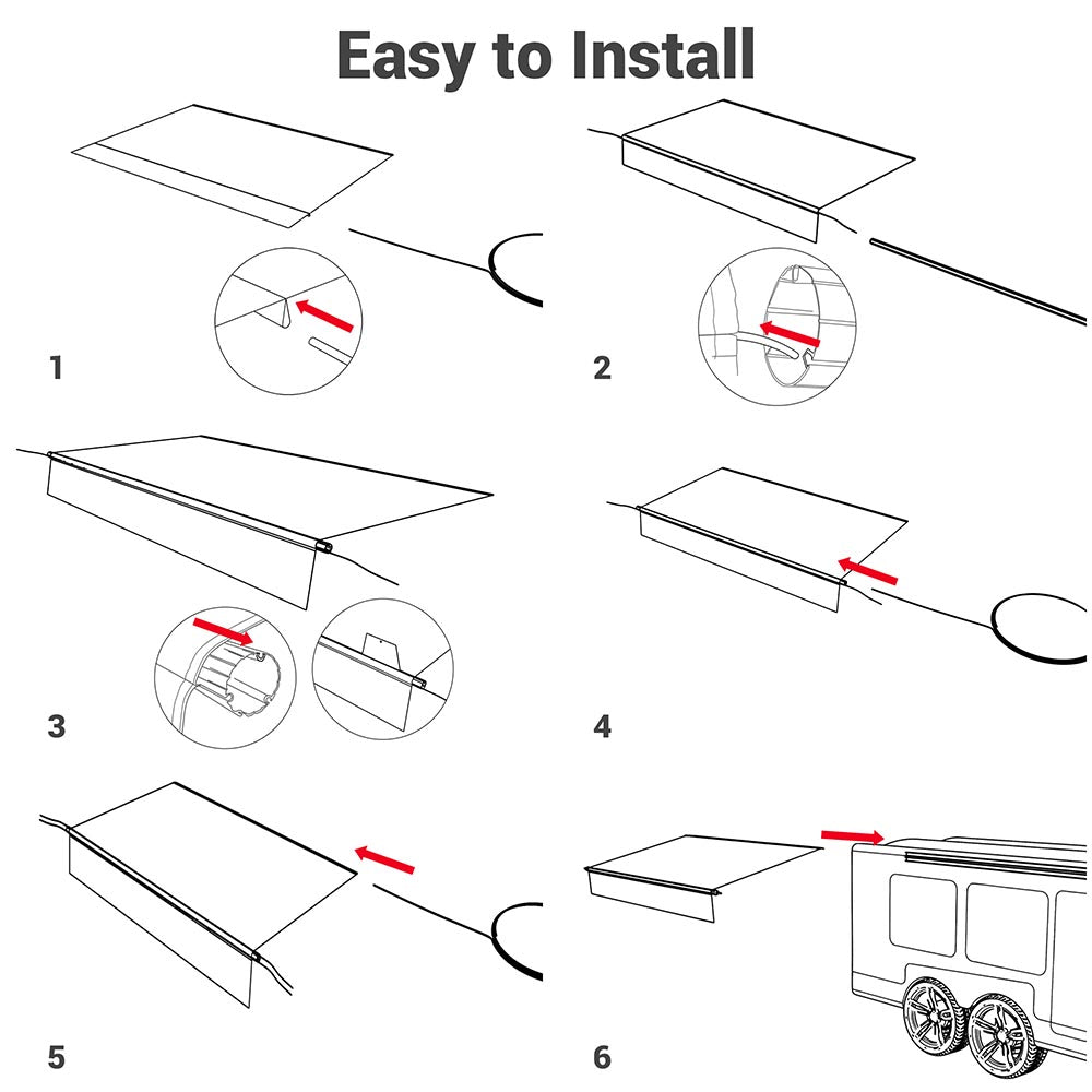 Yescom 16ft RV Awning Replacement Waterproof Fabric Tarp (15'x8')