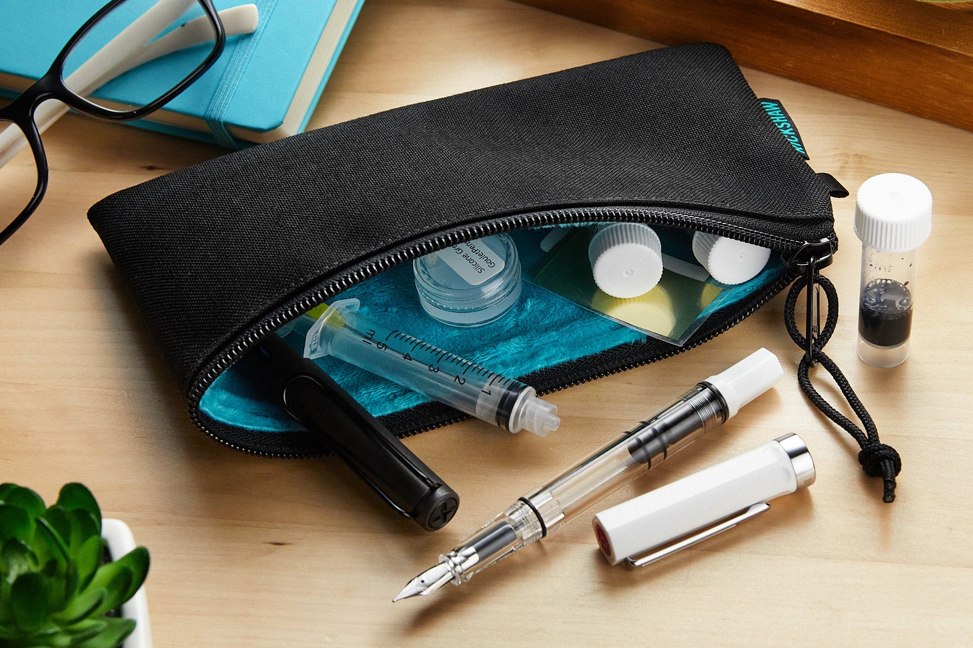 Rickshaw Bagworks Plush Pen/Gadget Pouch - Black/Peacock