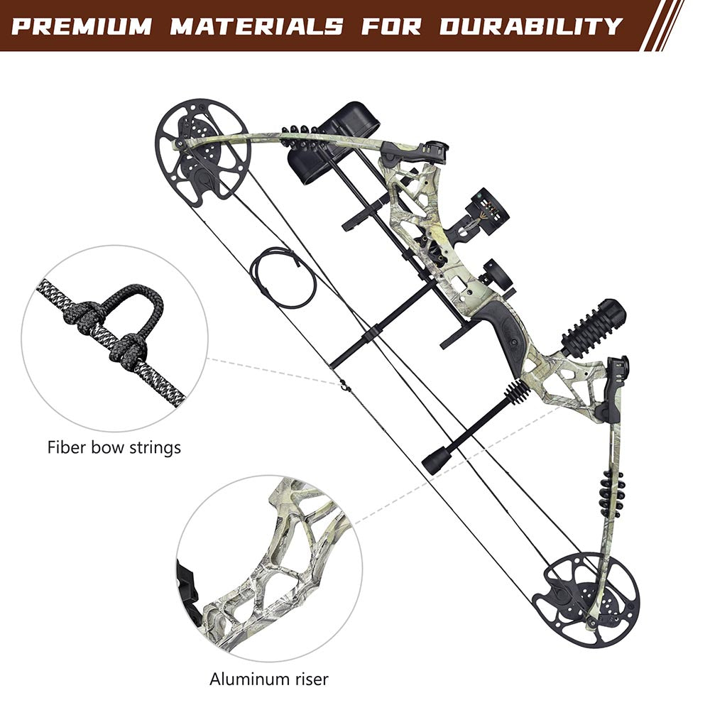 Yescom Left Hand Compound Bow Kit 12 Carbon Arrows 20-70 lbs