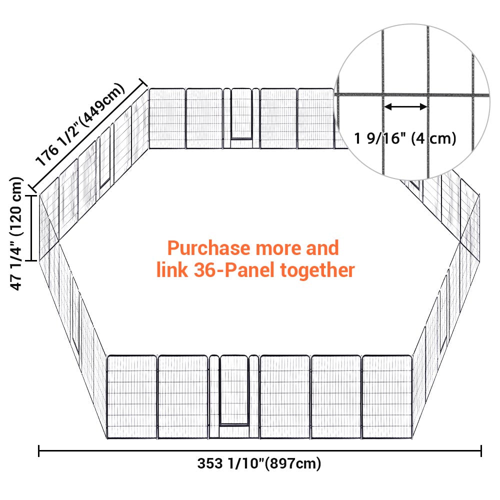 Yescom Heavy Duty Dog Playpen 47 Tall 36-Panel Puppy Pen Metal