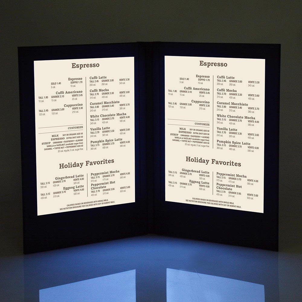 Yescom LED Backlit Menu Covers Books 8.5x11in 4ct/pk