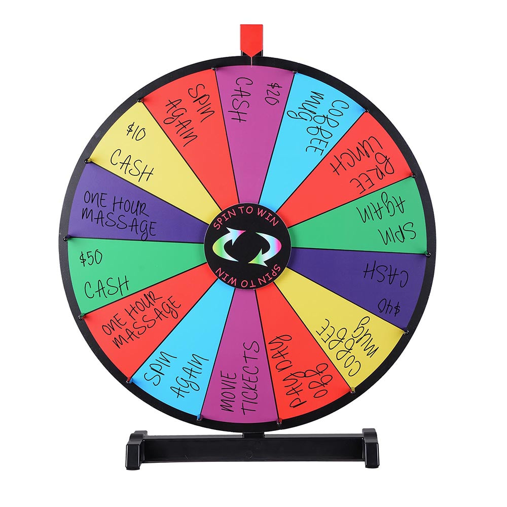 WinSpin 24 Tabletop Prize Wheel Colorful Dry Erase