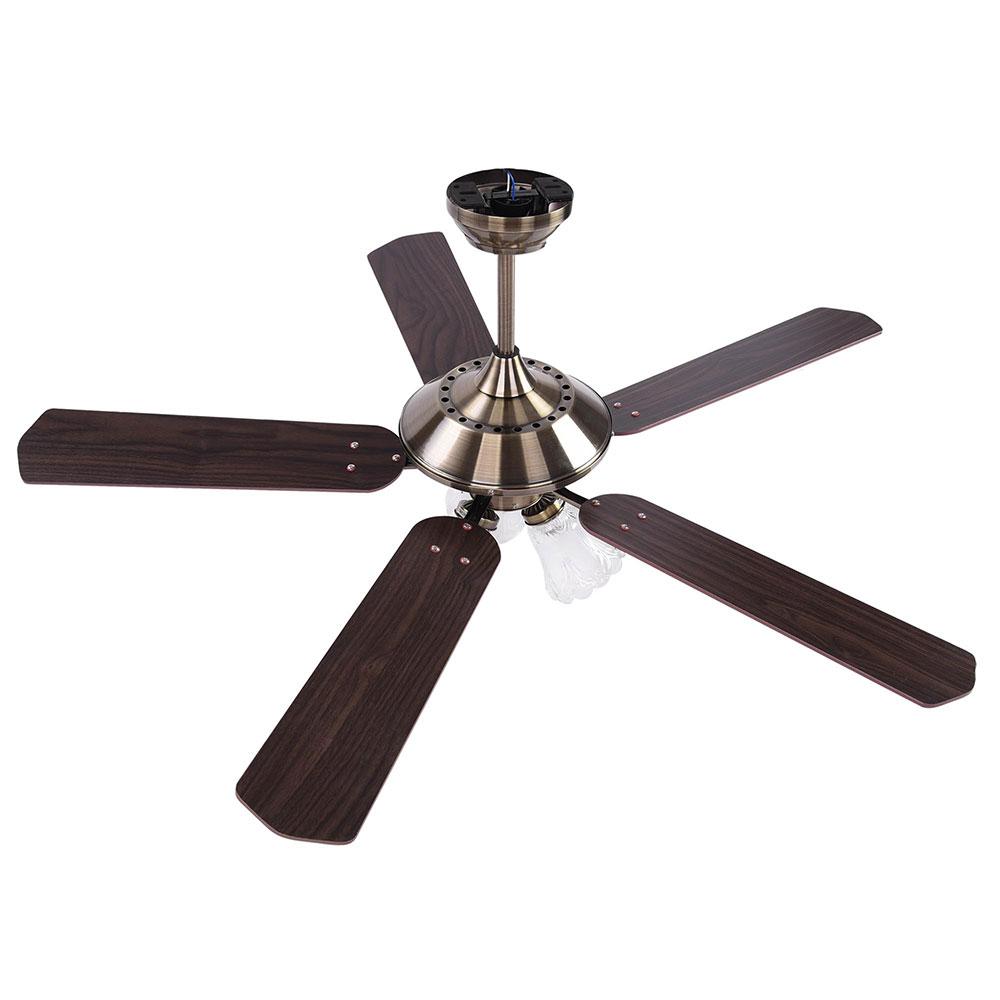 Yescom 51 Ceiling Fan w/ 3 Lights Remote Reversible 5-Blade Bronze