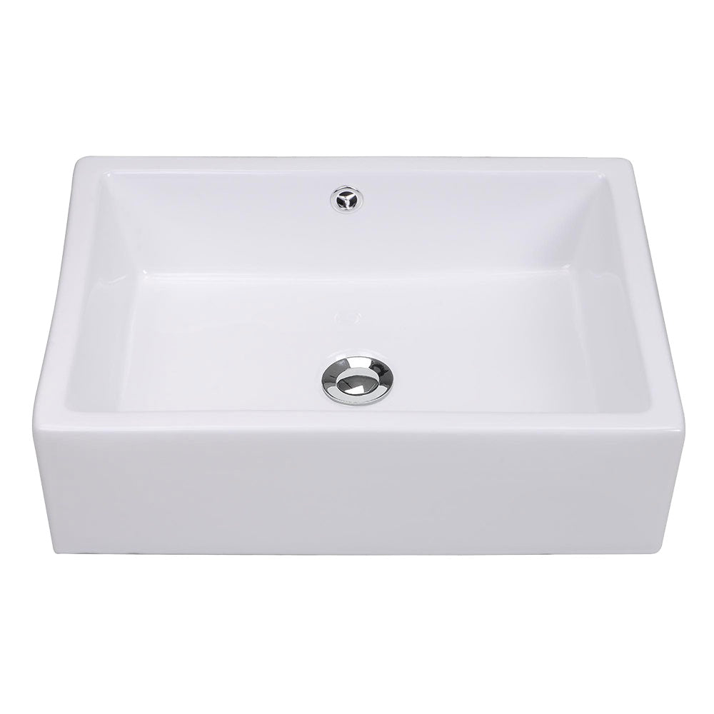 Aquaterior 20 Rectangle Porcelain Bathroom Sink Overflow w/ Drain