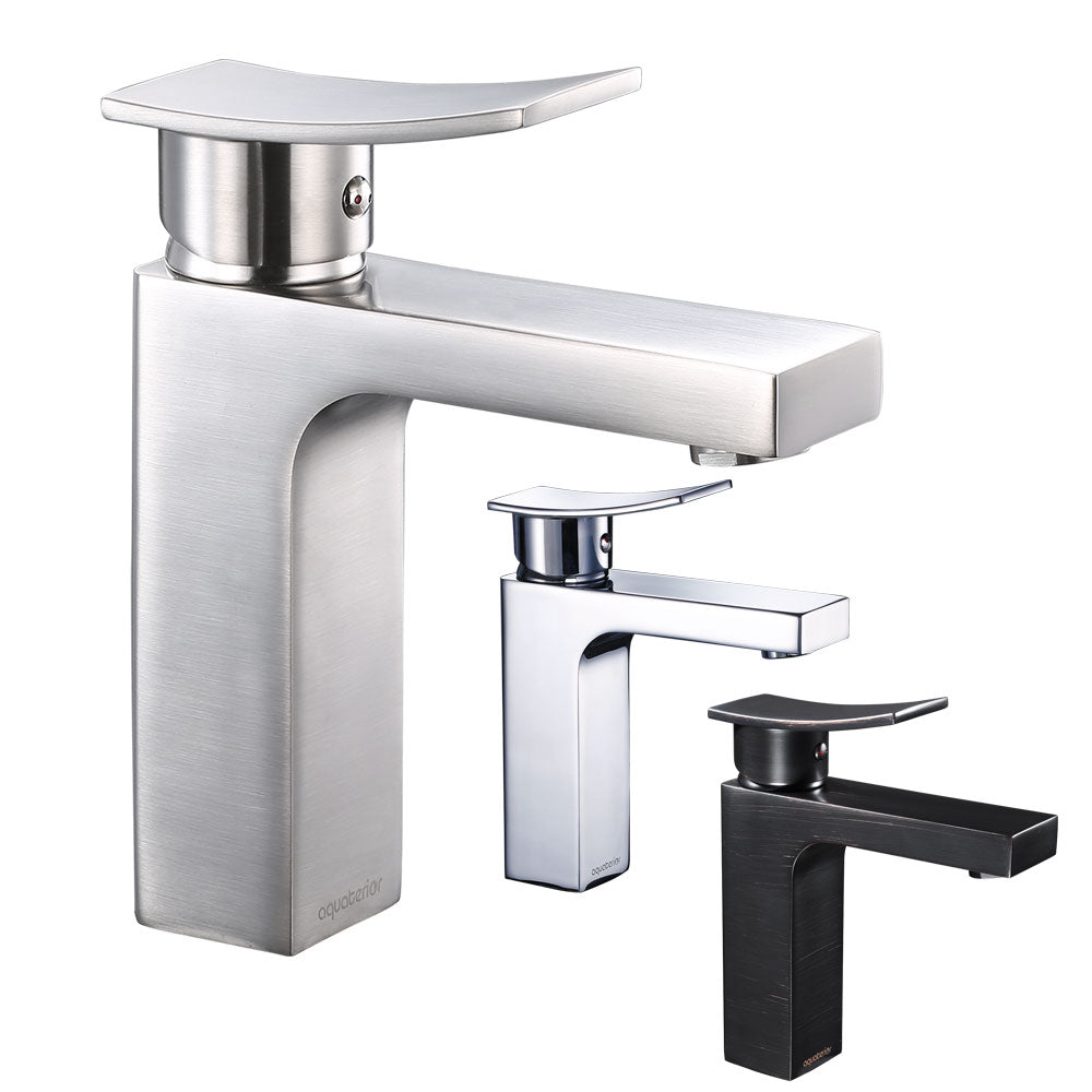 Aquaterior Bathroom Faucet Single Hole Square 1-Handle Cold Hot 7.5H