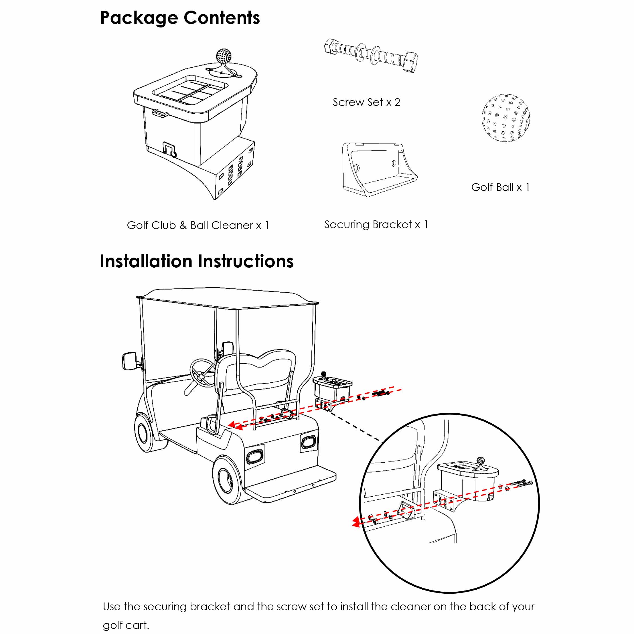 Yescom Universal Golf Club-Ball Washer Cleaner with Ball and Brackets