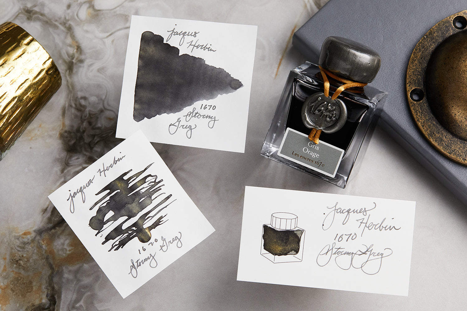 Jacques Herbin 1670 Stormy Grey - Ink Sample