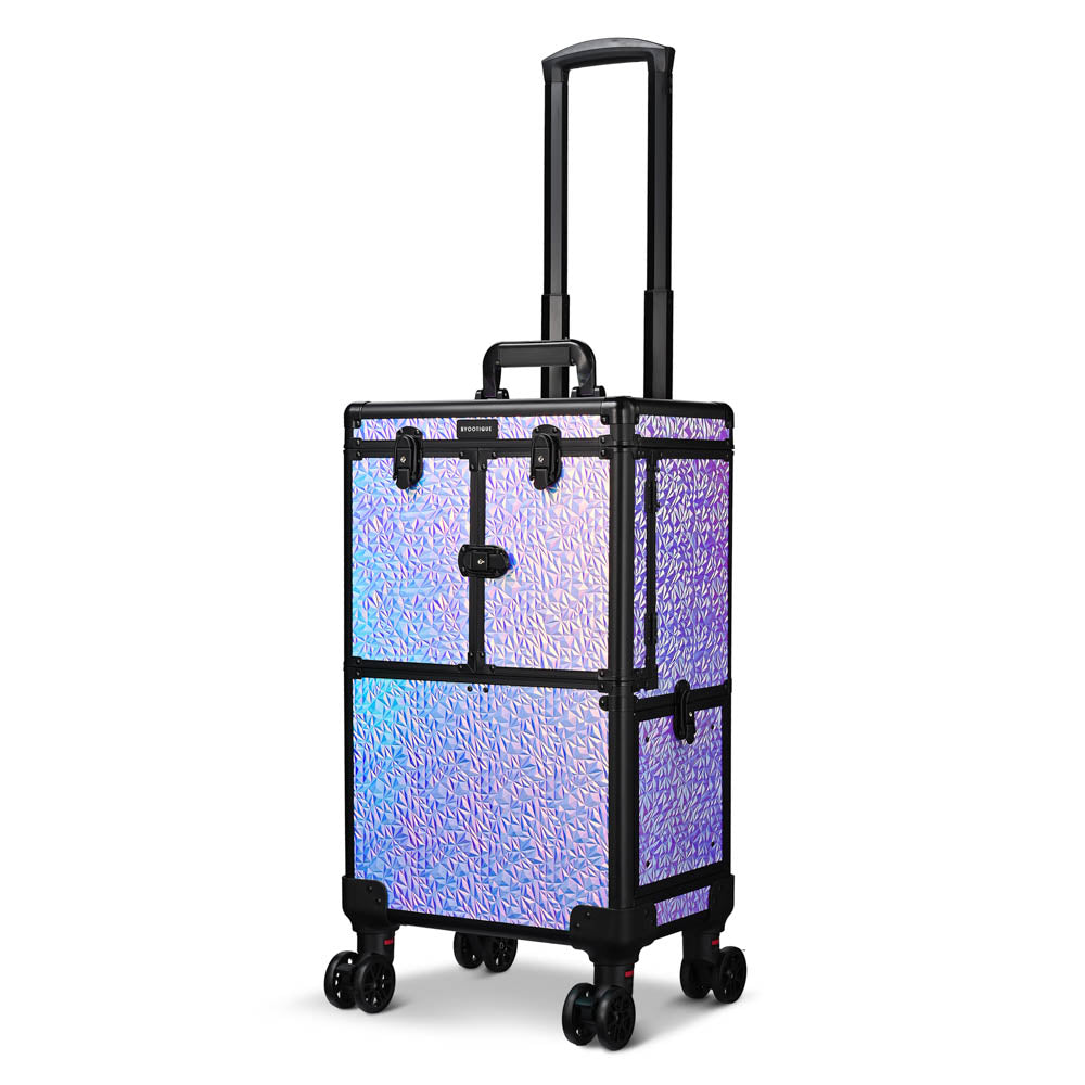 Byootique Rolling Makeup Case Lockable 4-Wheel Mermaid Purple