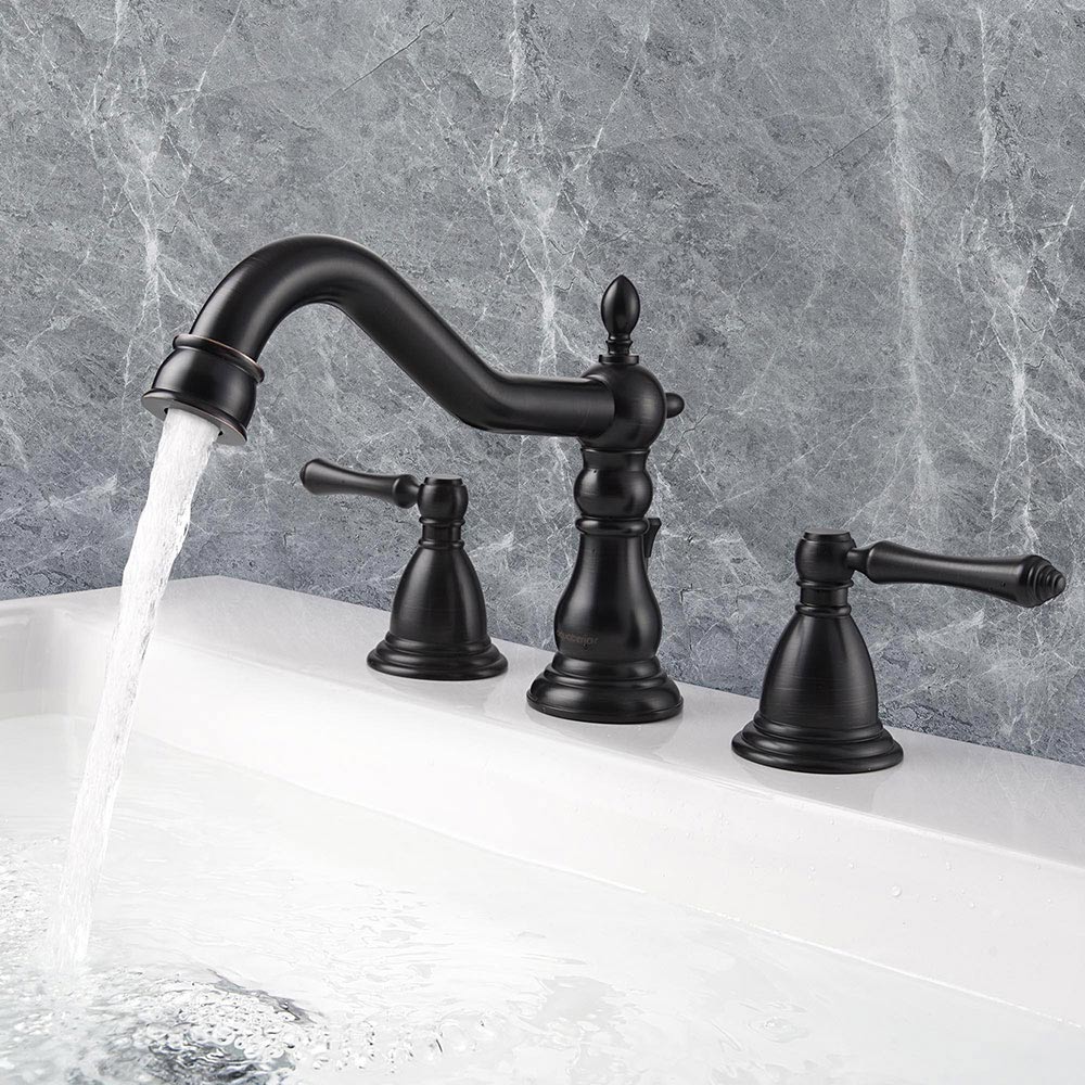 Aquaterior Widespread Faucet w/ Drain 3-Hole 2-Handle Cold Hot 6H