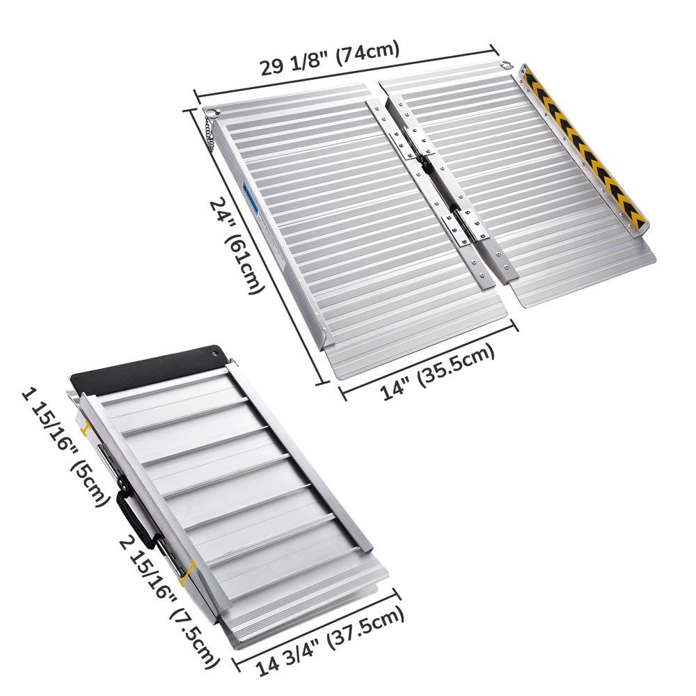 Yescom Wheelchair Ramp 600lb Capacity 2'x29 Aluminum Single-Step