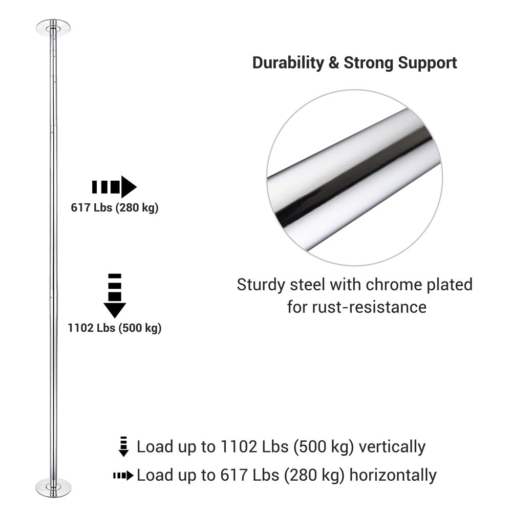 Yescom 10' Spinning Dance Pole Kit Removable D45mm