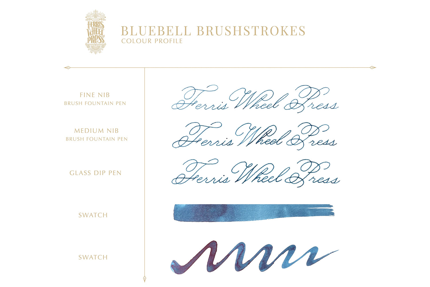 Ferris Wheel Press Bluebell Brushstrokes - 38ml Bottled Ink