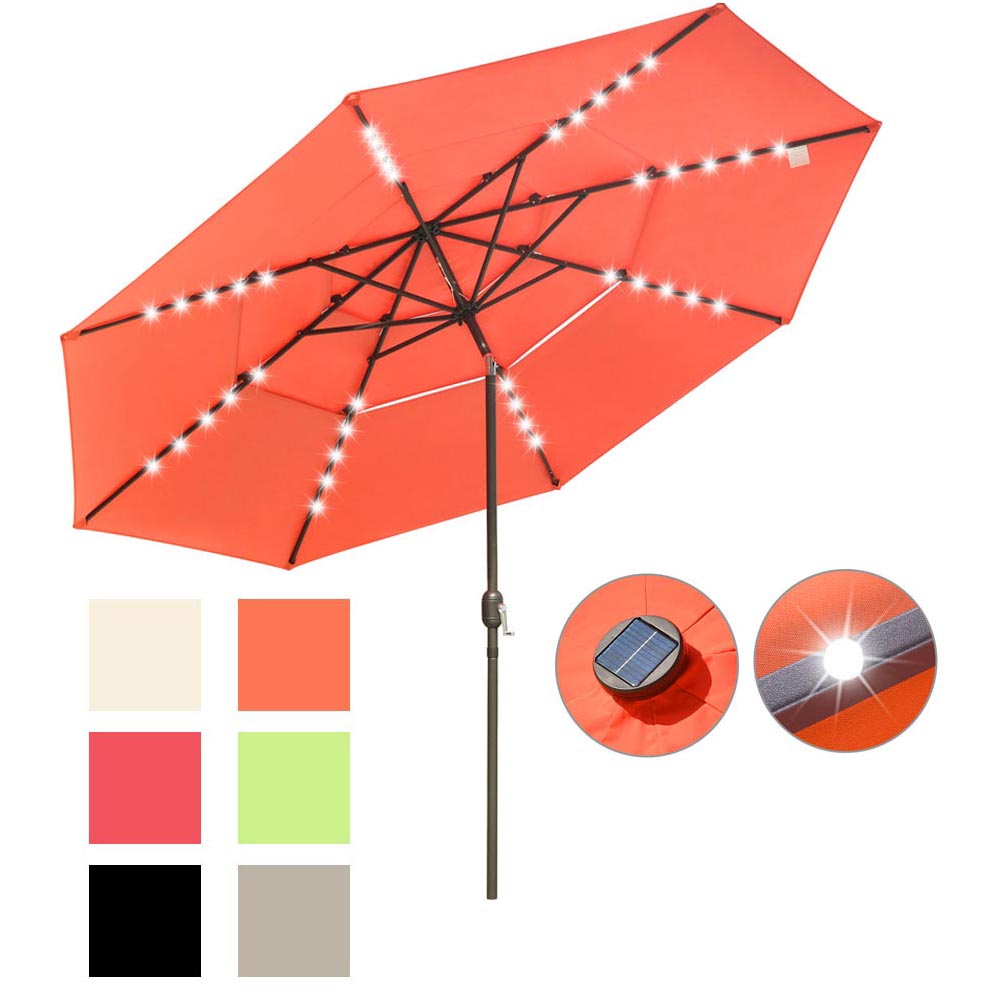 Yescom 11ft Prelit Umbrella 3-Tiered Patio Umbrella with Lights