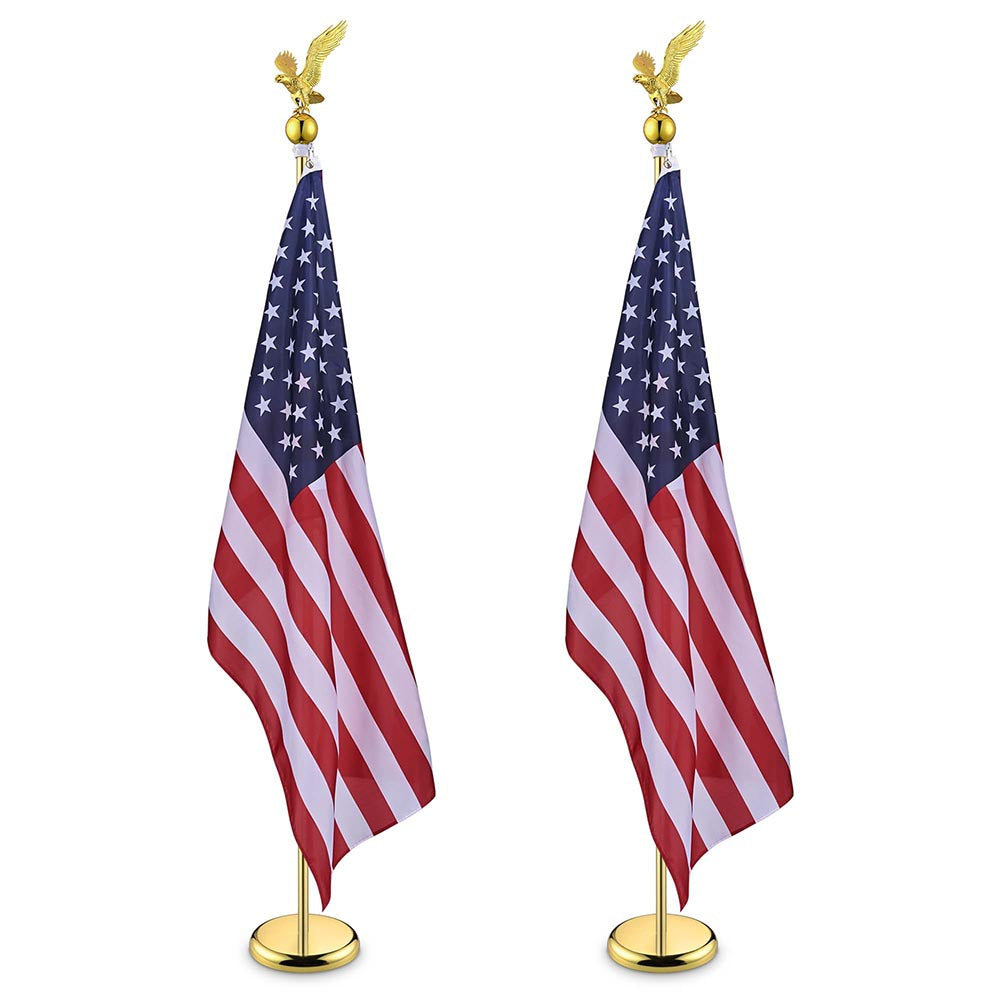 Yescom 6' Indoor Flagpoles with Stand US Flag 2-Pack