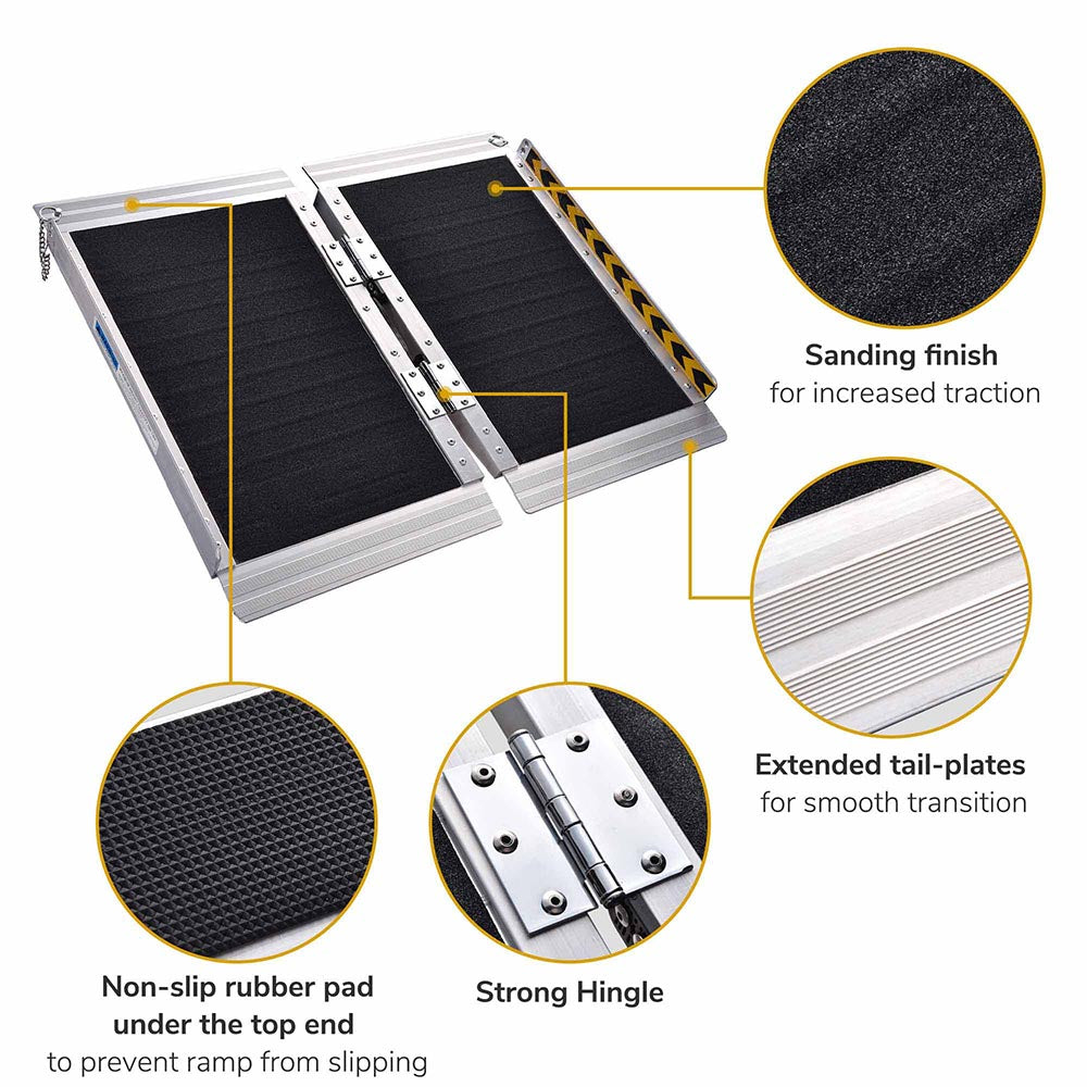 Yescom Wheelchair Ramp 600lb Capacity 2'x29 Aluminum w/ Non-Slip Surface