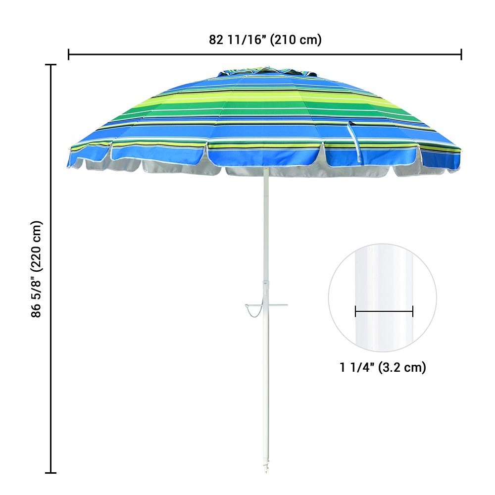 Yescom Beach Umbrella Tilt 8 ft 12-rib w/ Anchor