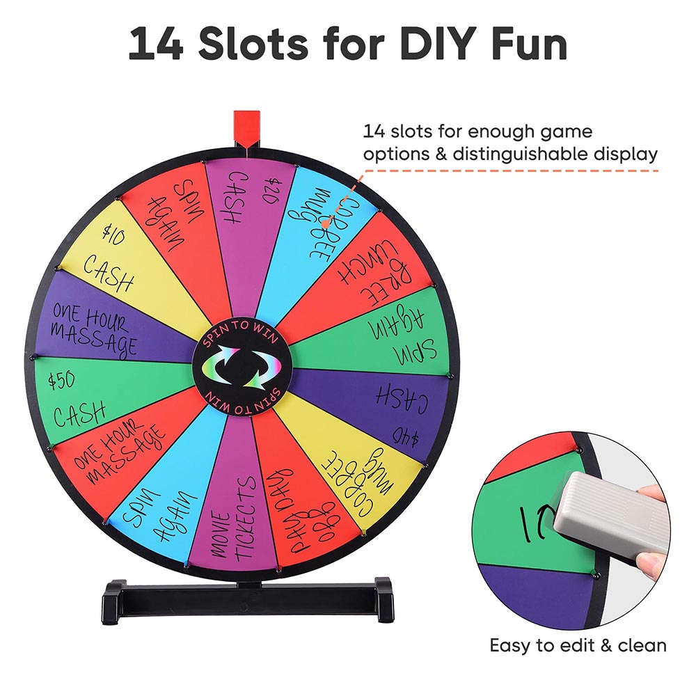 WinSpin 24 Tabletop Prize Wheel Colorful Dry Erase