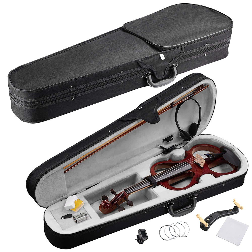 Yescom 4/4 Full Size Electric Violin Bow Headphone Case Set