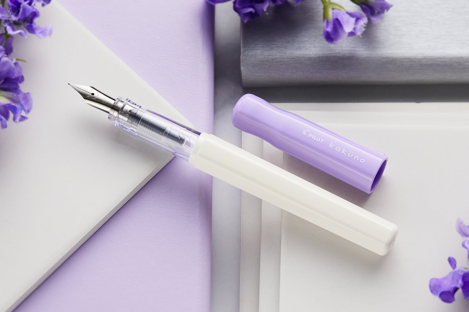 Pilot Kakuno Fountain Pen - Purple/White