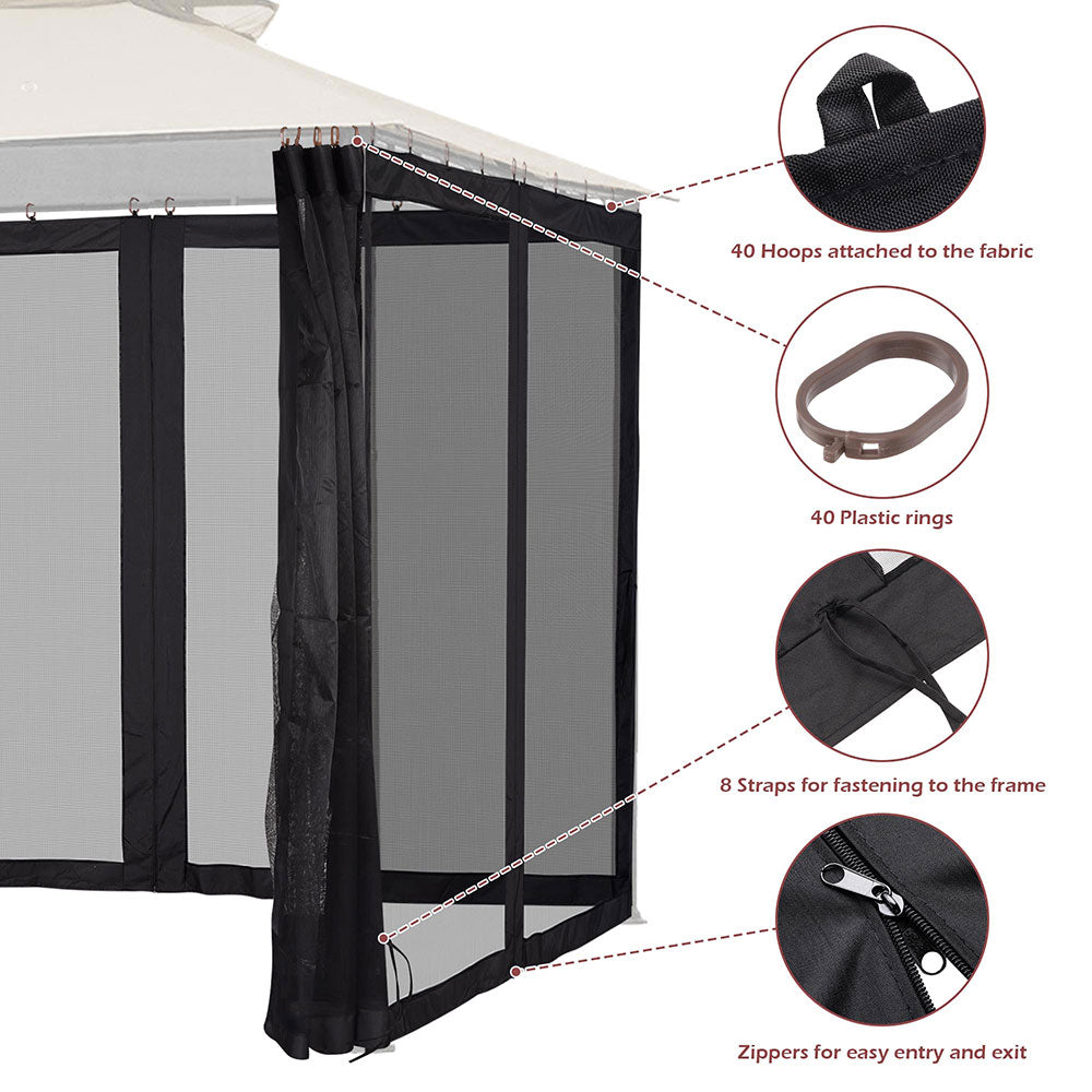 Yescom 9.8'W x 6'H Gazebo Mosquito Netting for 10'x10' Gazebos