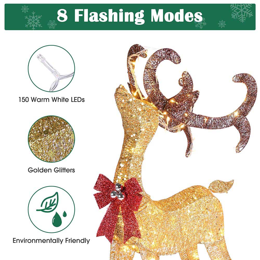 Yescom 3.6ft Outdoor Lighted Reindeer Decorations 1-piece(Buck)