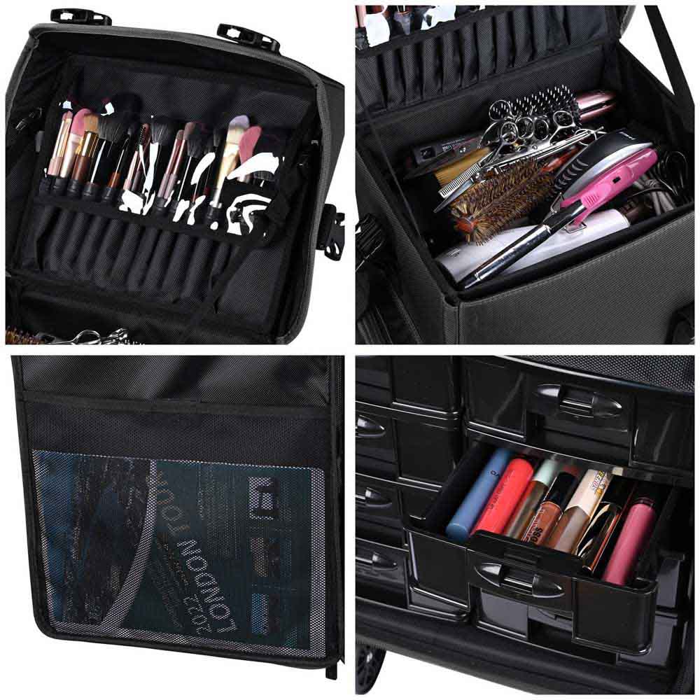 Byootique 2 in 1 Rolling Makeup Suitcase with Drawers Nylon