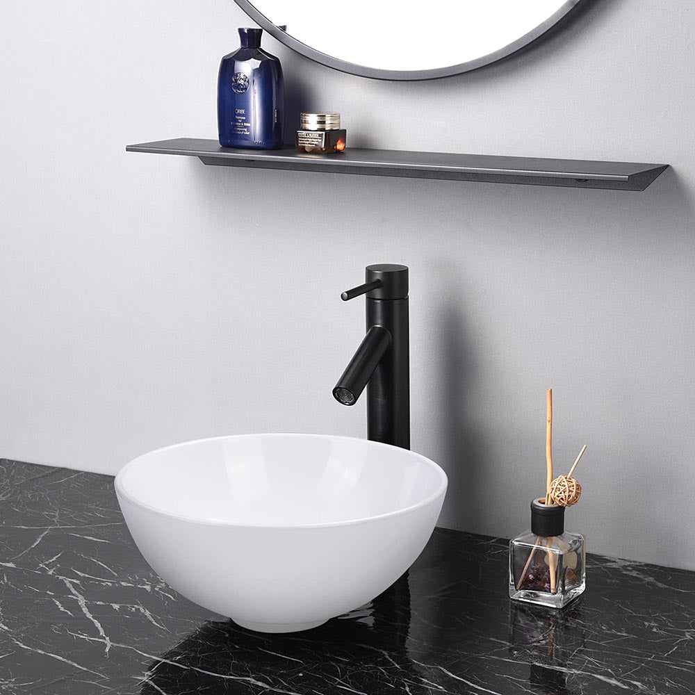 Aquaterior 12 Vessel Sink with Pop Up Drain for Small Bathroom