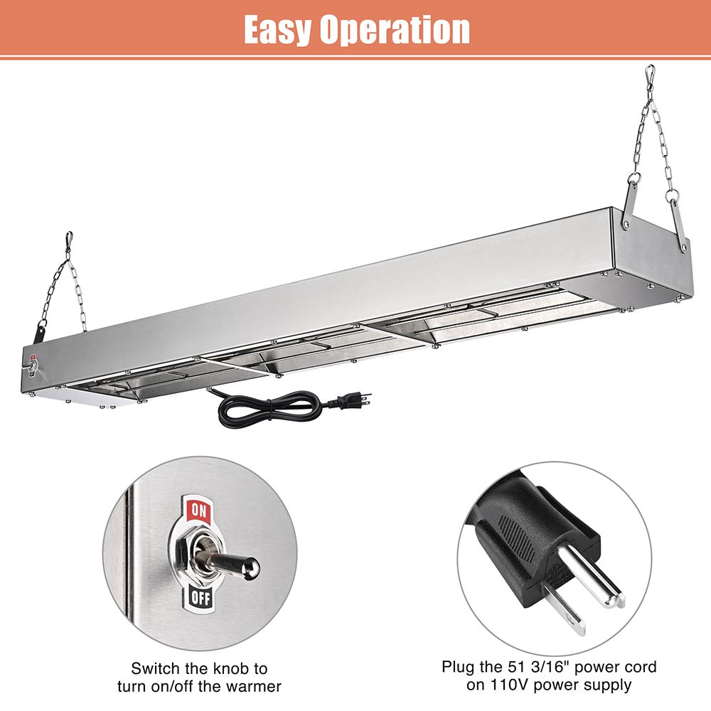 Yescom Food Warmer Overhead Heater 36 in. 1000W