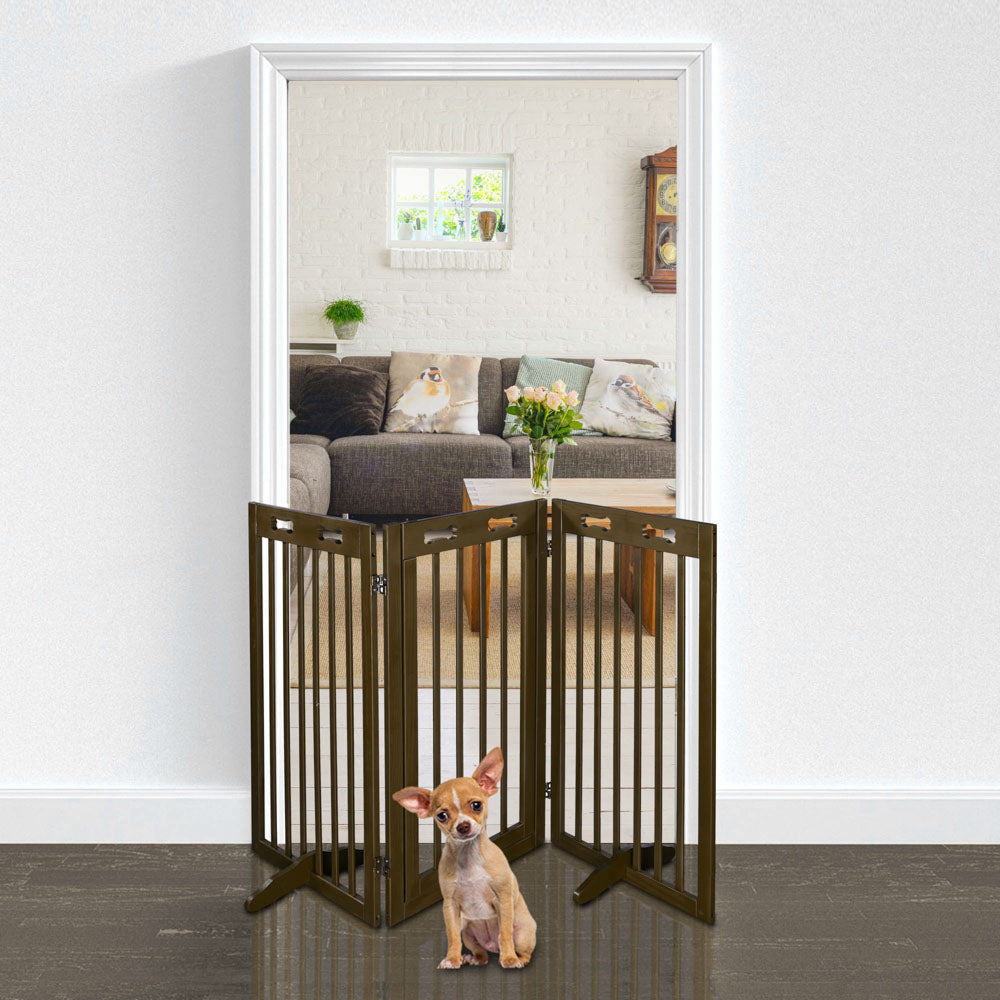 Yescom 3-Panel Folding Wood Pet Gate Crate Baby Barrier 60x36in