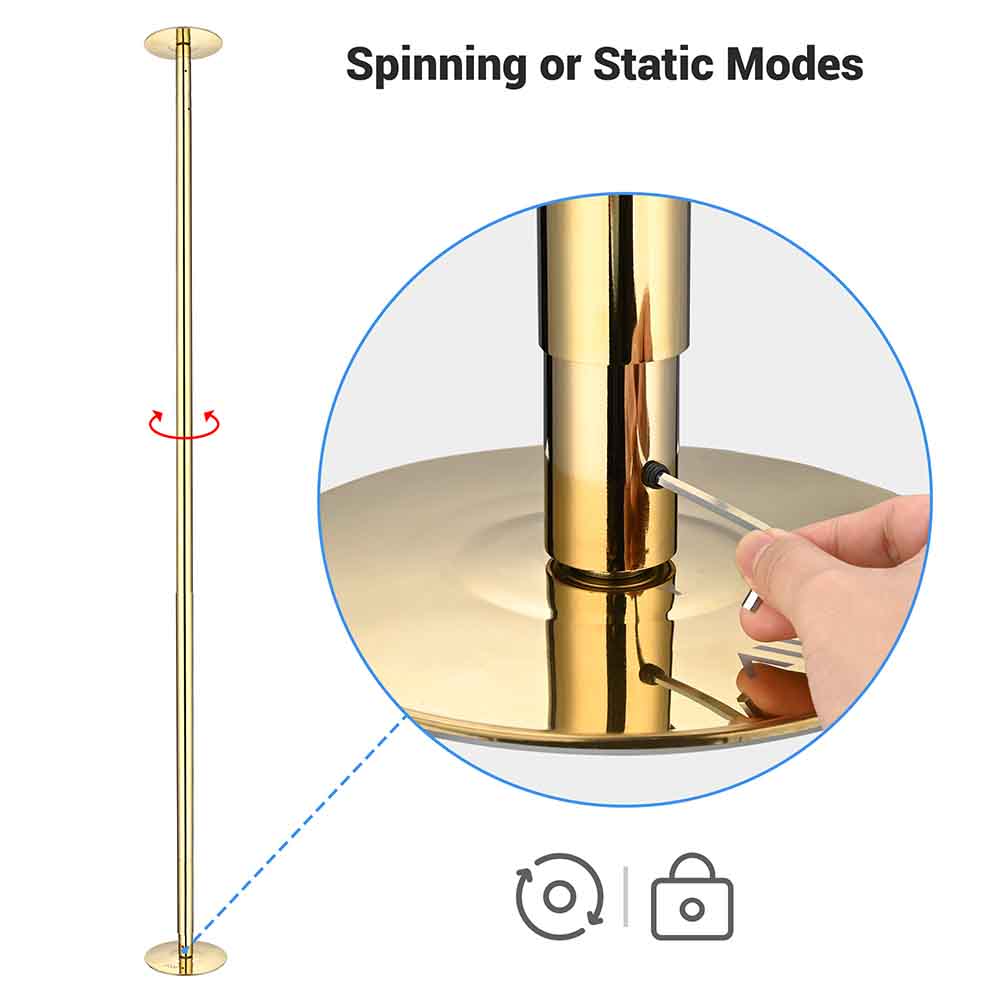 Yescom 10.8FT Golden Portable Spinning Dance Pole D45mm (Preorder)