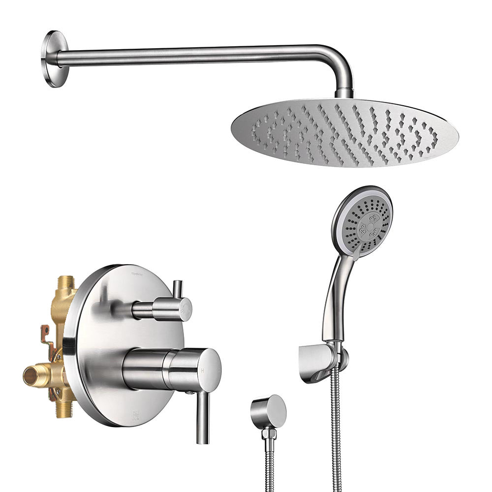 Aquaterior Shower Faucet Set with Handheld 10 Round Shower Head