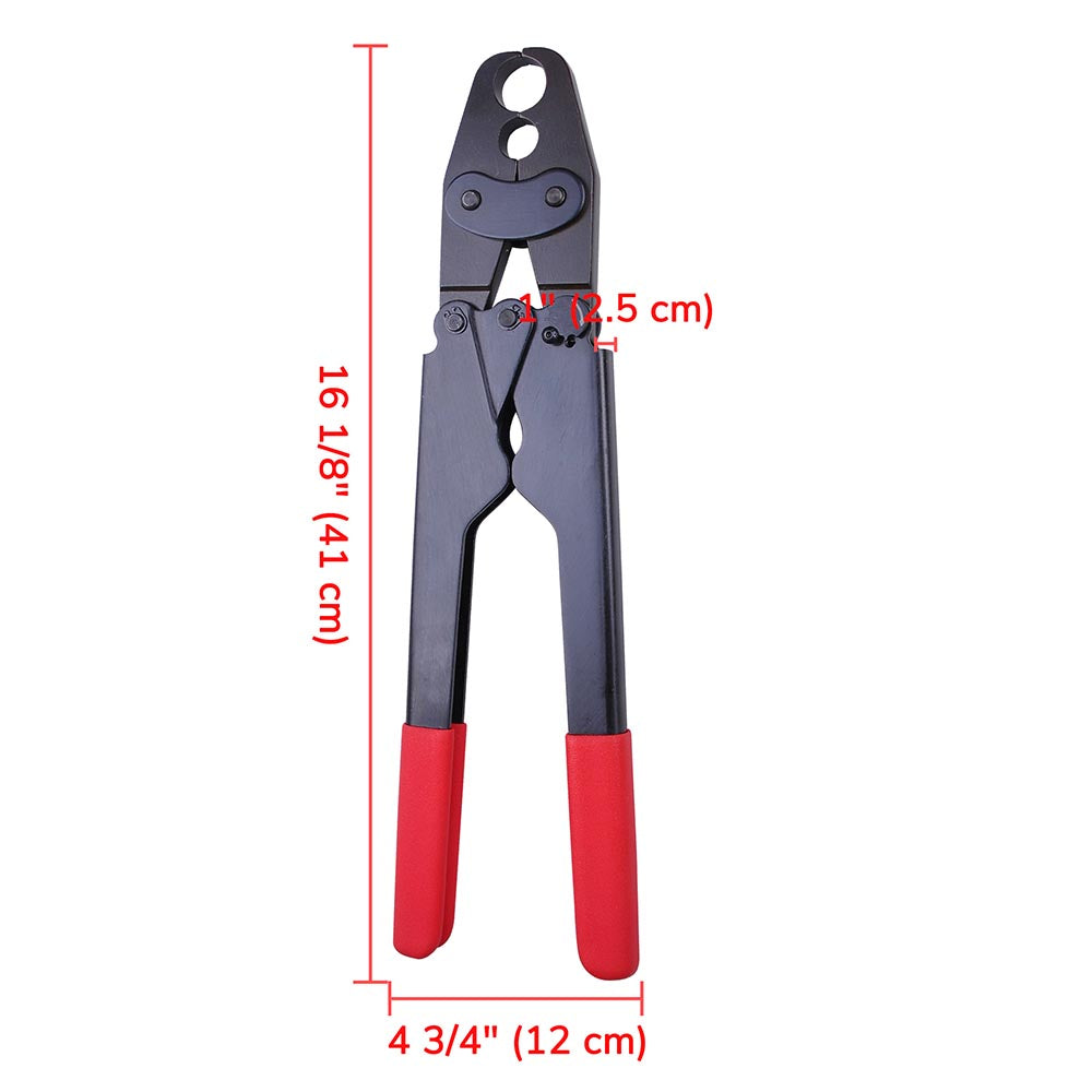 Yescom Pex Crimp Tool Ring Crimper w/ Gauge 1/2 3/4 Red