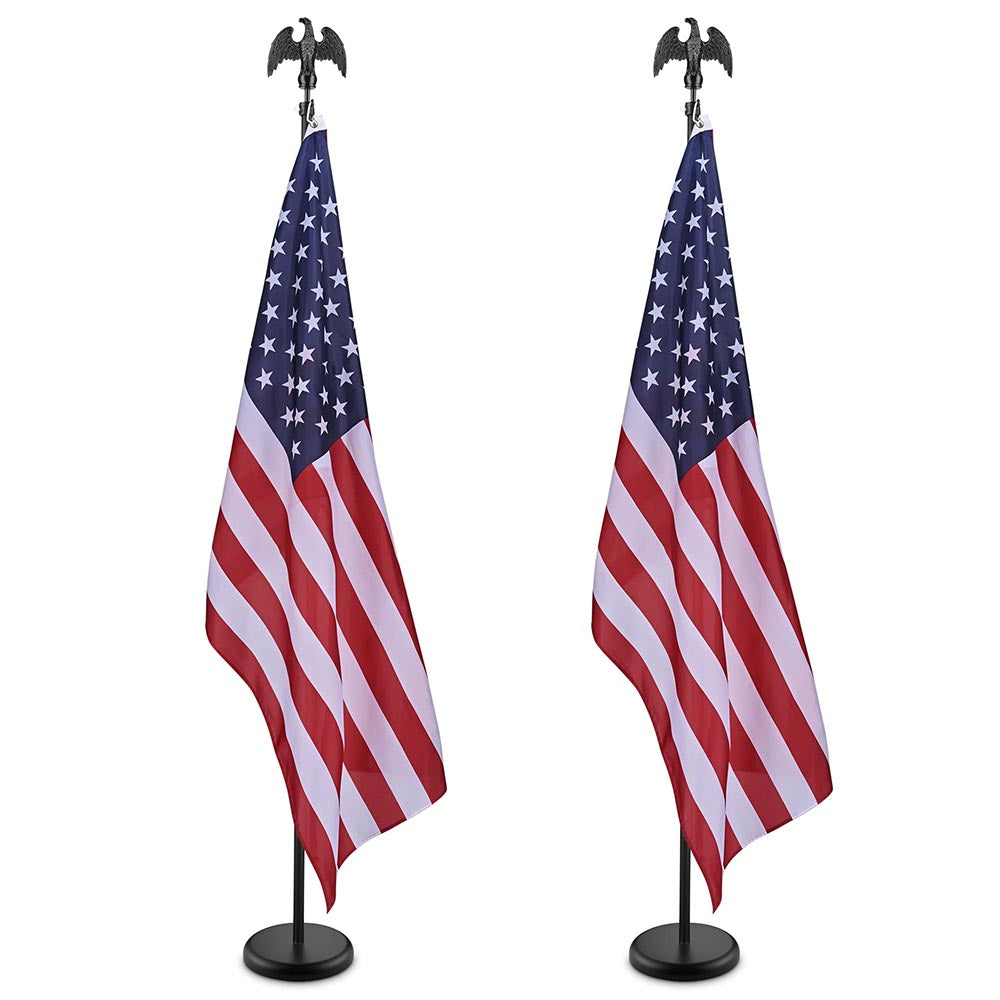 Yescom 6' Indoor Flagpoles with Stand US Flag 2-Pack