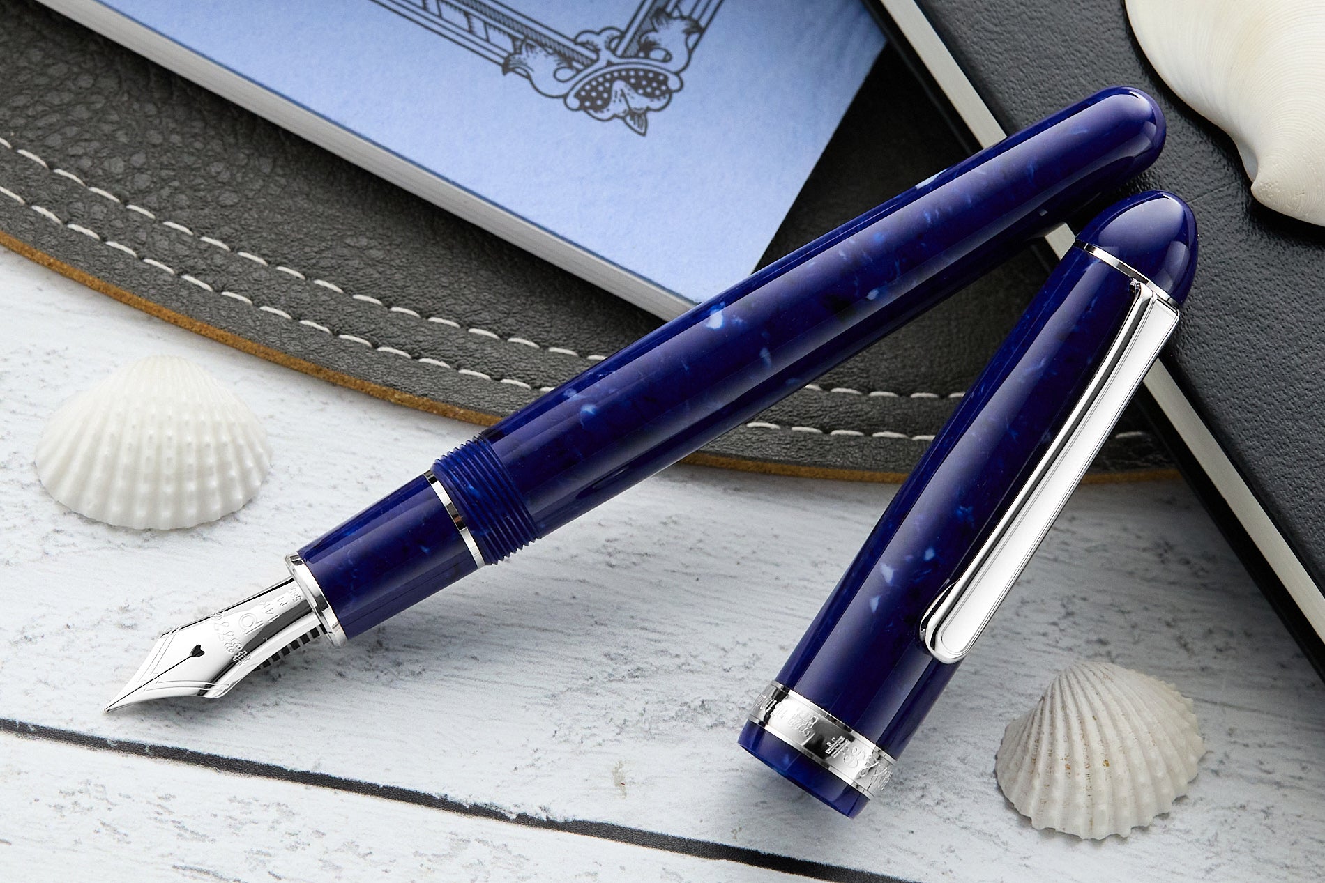 Platinum #3776 Celluloid Fountain Pen - Midnight Blue Ocean