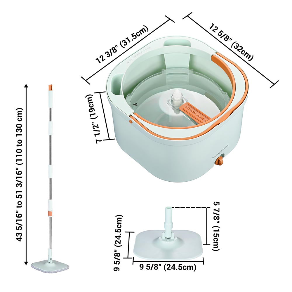 Yescom Spin Mop and Bucket with Wringer Set 8 Microfiber Mop Pads