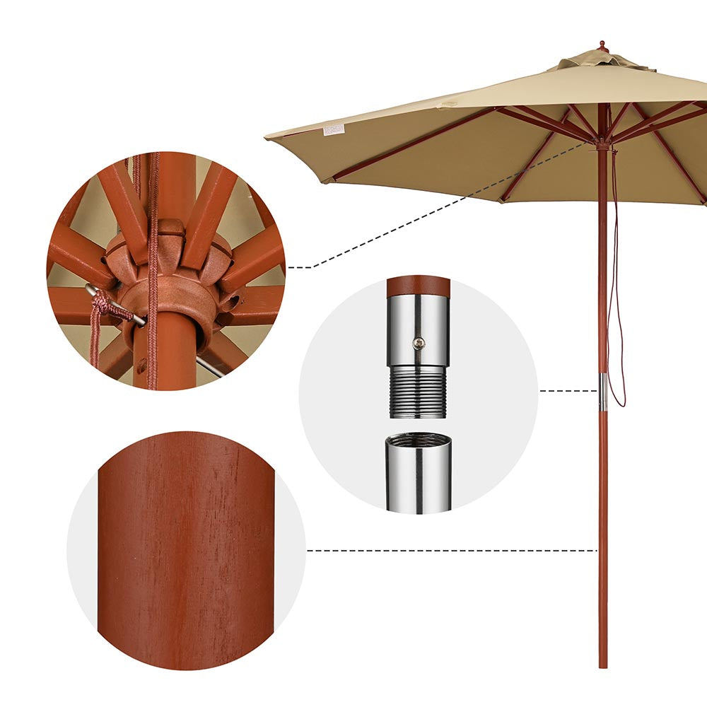 Yescom 9ft Patio Wood Market Umbrella Multiple Colors