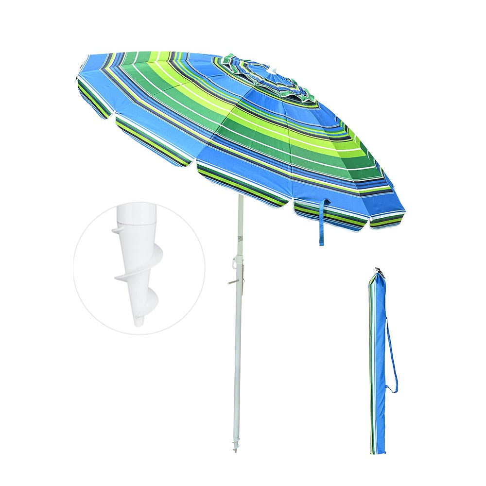 Yescom Beach Umbrella Tilt 8 ft 12-rib w/ Anchor