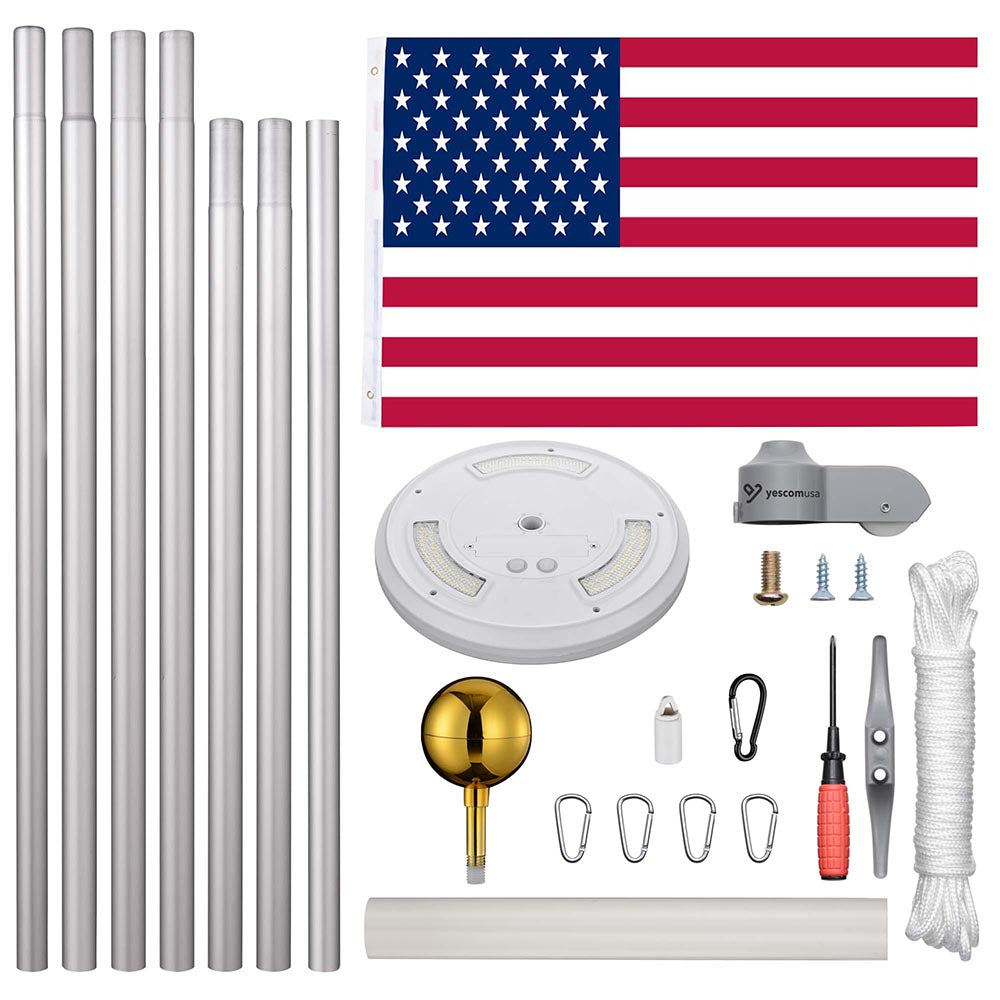 Yescom 25ft Sectional Flag Pole with Light