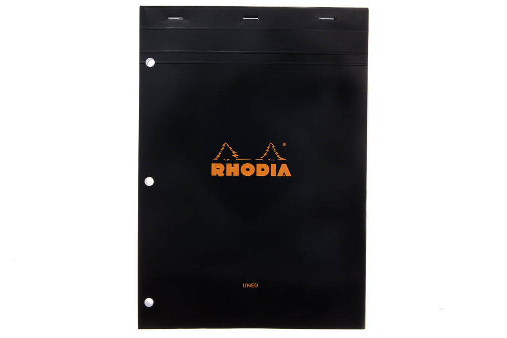 Rhodia No. 18 A4 Notepad - Black, Lined with 3-Hole Punch