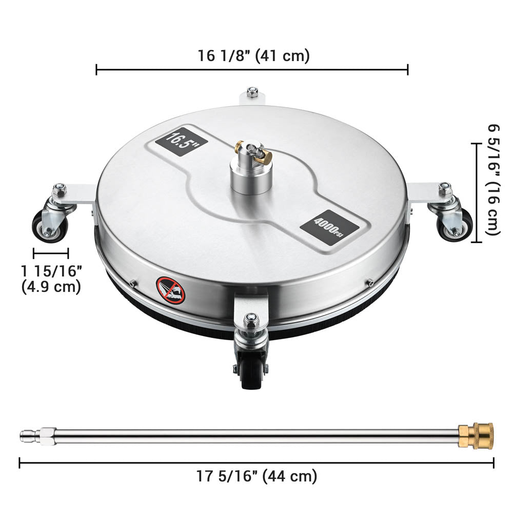 Yescom 16.5in Pressure Washer Surface Cleaner Stainless Steel