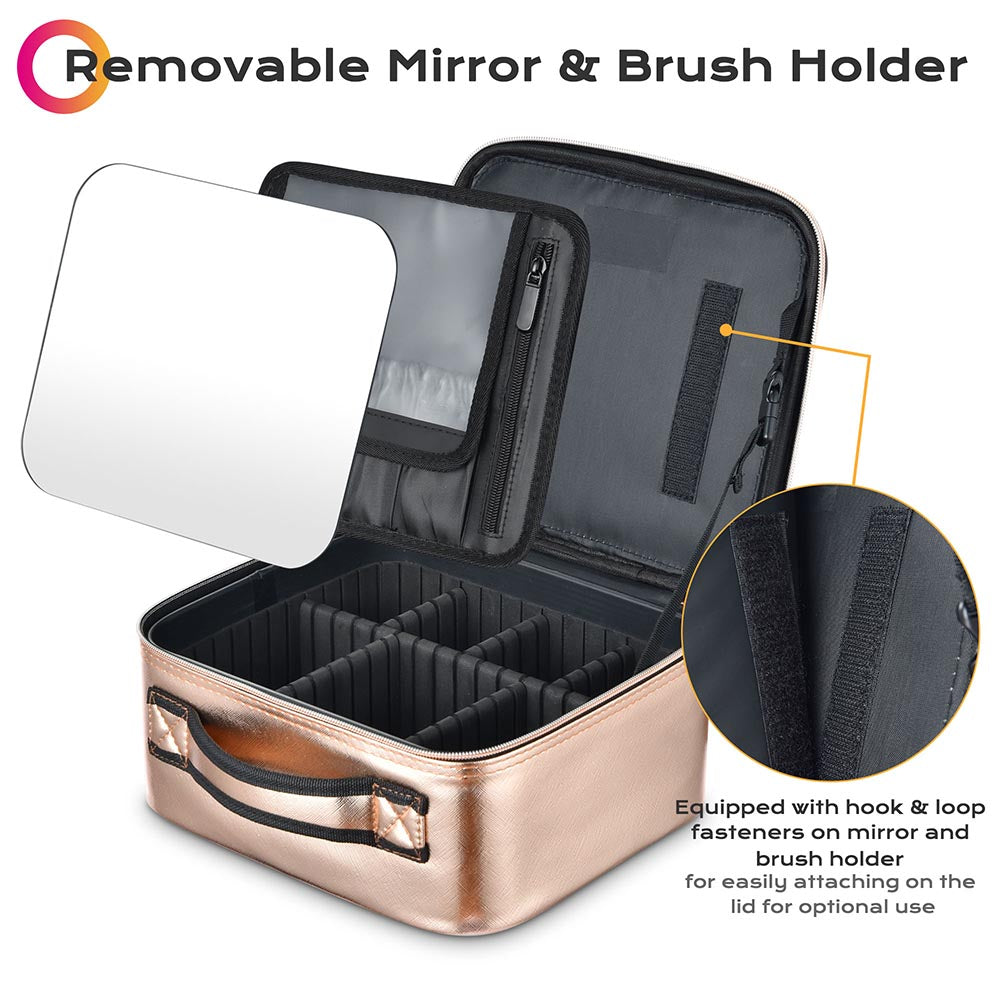 Byootique Gold 10 Cosmetic Makeup Case with Mirror