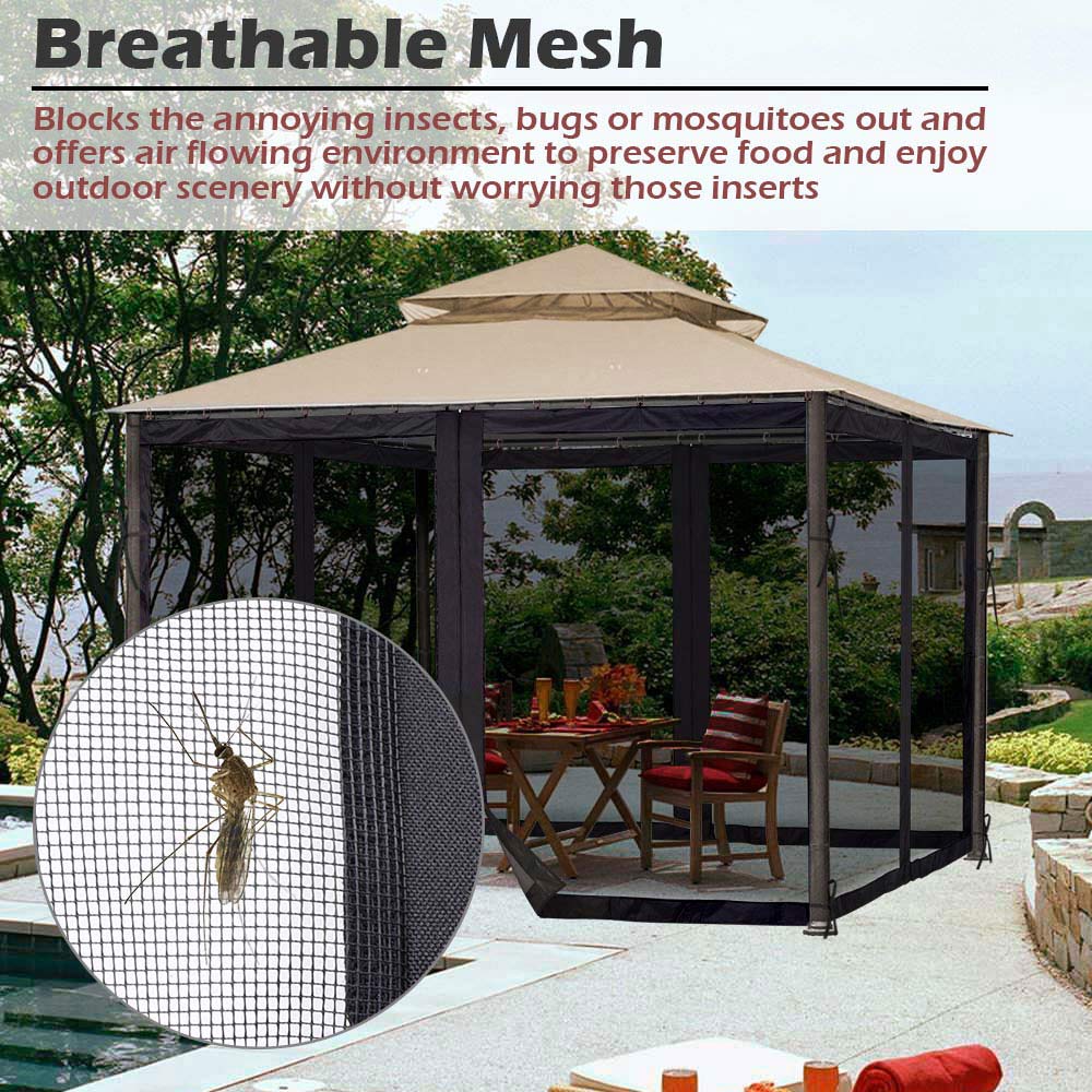 Yescom 41.2'R x 6.4'H Gazebo Mosquito Netting for 12'W x 10'D Gazebos