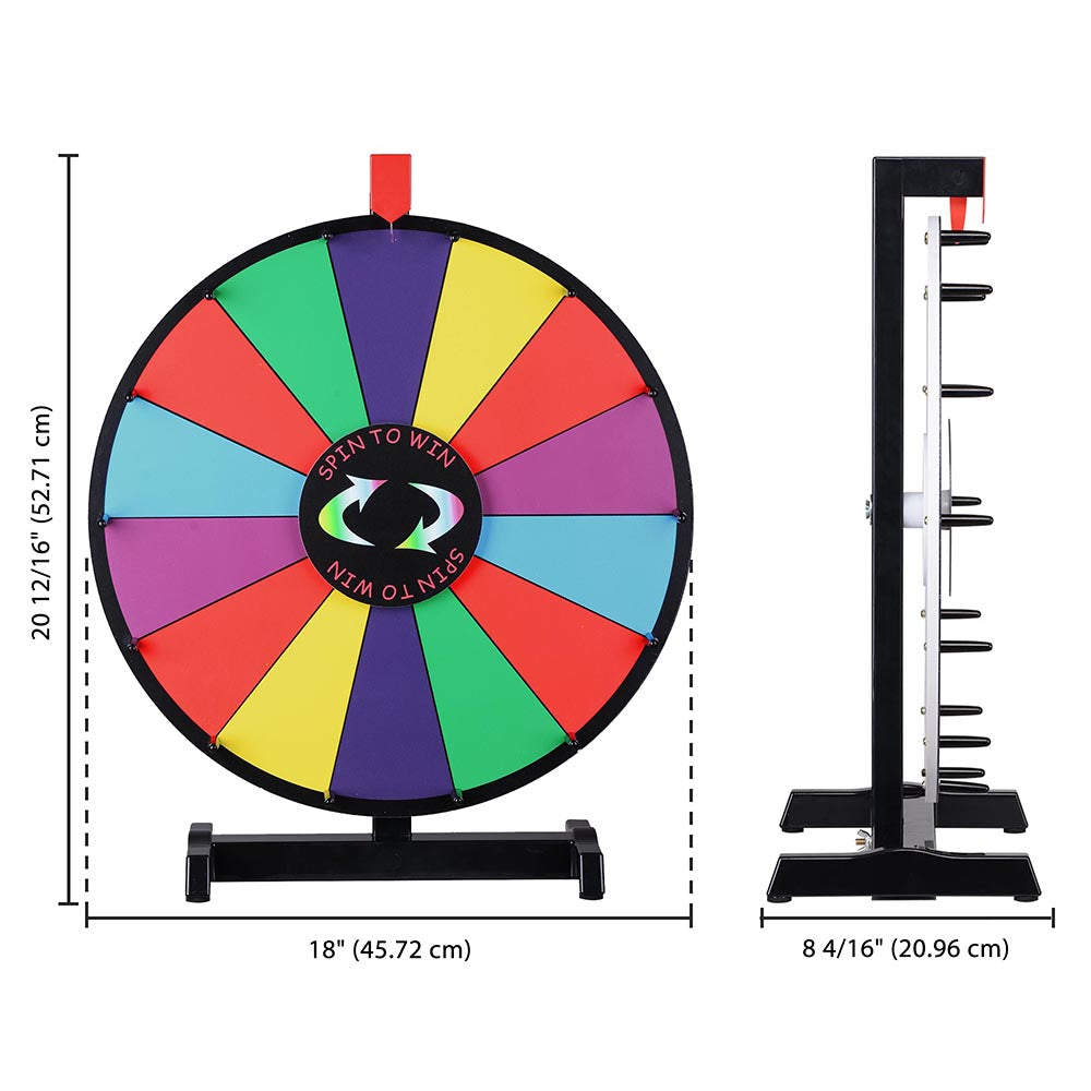 WinSpin 18 Tabletop Prize Wheel Dry Erase, Dark Rainbow